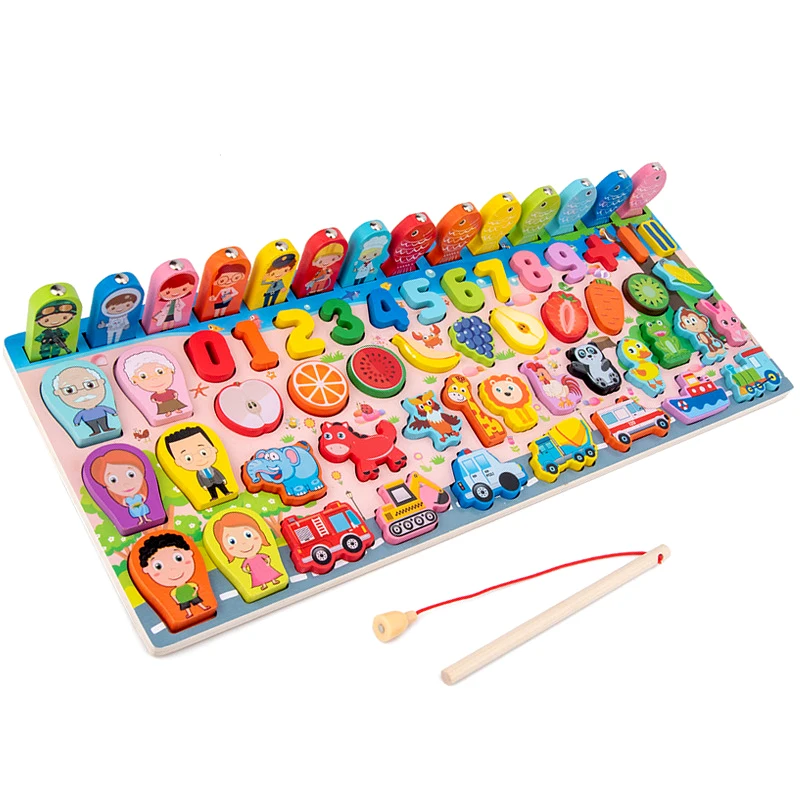 

Montessori Wooden Educational Toys Fruit Digital Animal Traffic Figure Matching Puzzle Preschool Busy Board Educational Kids Toy