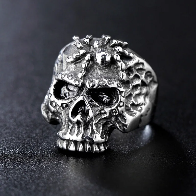 

New Design Spider Skull Rings For Men And Women Fashion Stainless Steel Biker Ring Punk Motorcycle Party Jewelry Dropshipping