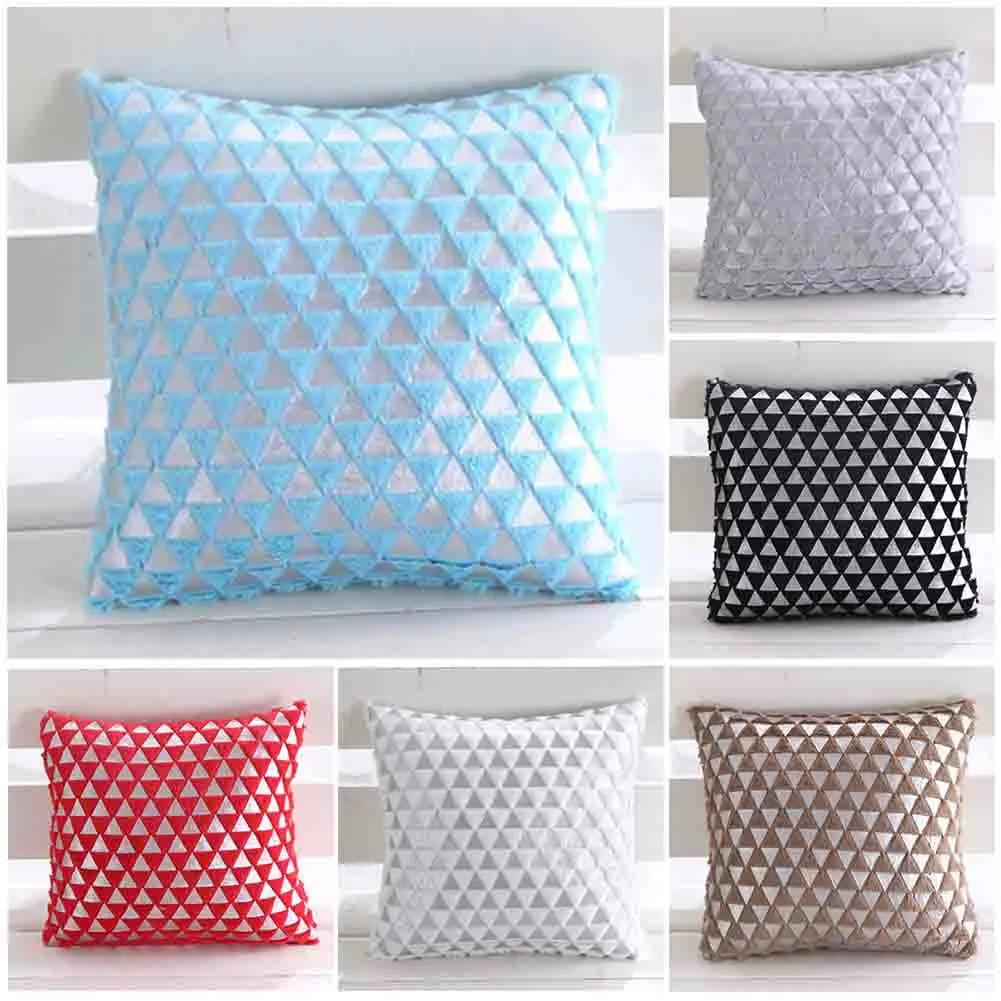 

7 Colors 43*43cm Nordic Pillowcase Crystal Short Plush Geometric Silver Soft Fur Pillow Cover Throw Pillow Cover Home Textile