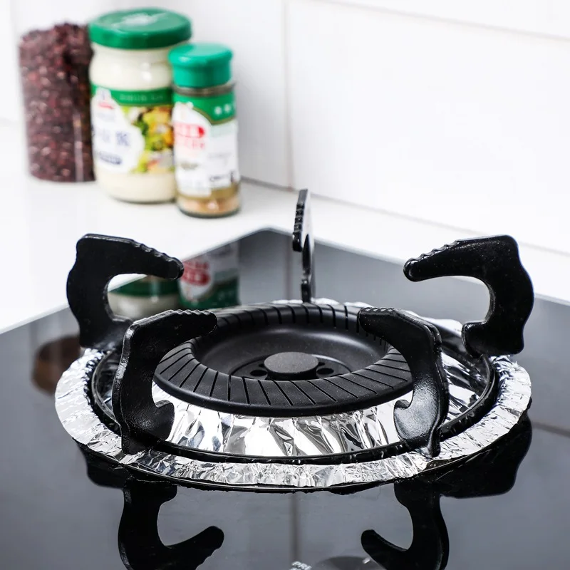 

Kitchen Gas Stove Pad Aluminum Foil Gas Stove Tin Foil High Temperature Cleaning Pad Greaseproof Paper 10 Pieces Pack