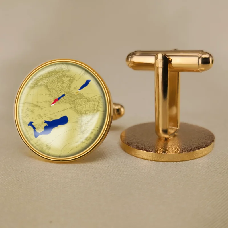 Герб доллар Каймановых островов карта национальный флаг эмблема запонки |