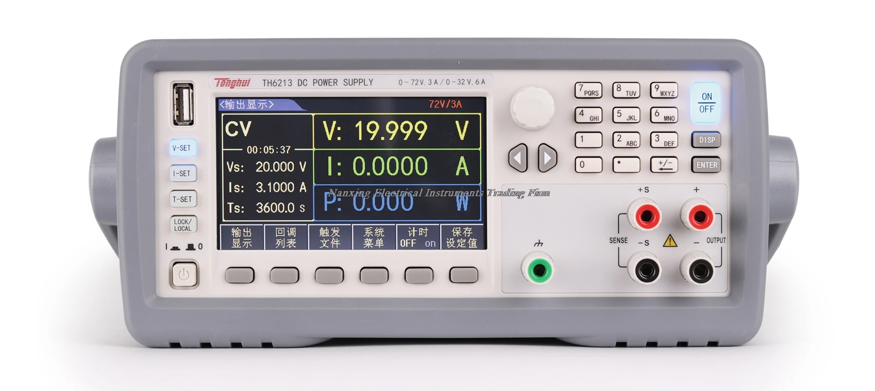 

TH6213 Dual Range Programmable Linear DC Power Supply F1:72V/3A/216W, F2:32V/6A/192W,1mV,0.1mA,USB, RS232,GPIB (optional)