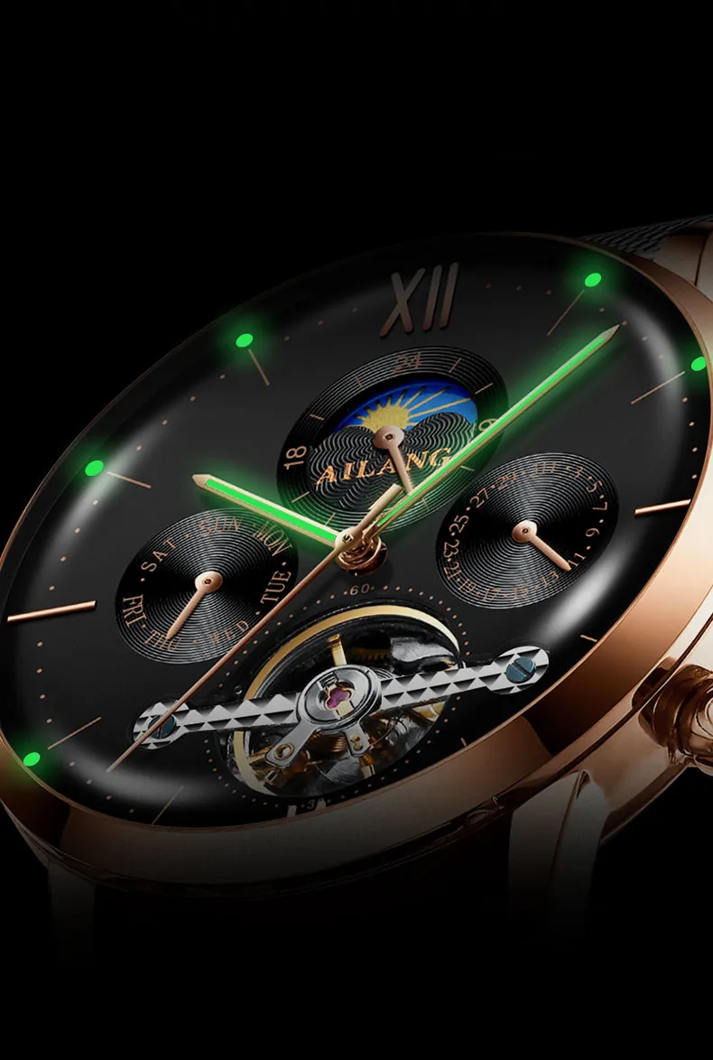 AILANG Relojes часы мужские наручные часы спортивные часы со скелетом 30 м водонепроницаемые автоматические механические часы из нержавеющей стали