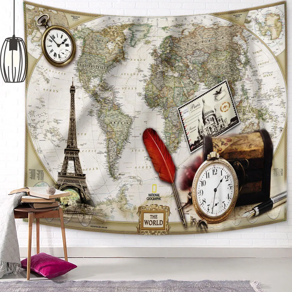 

Map Retro Clear Tapestry Wall Hanging Tapestries Wall Rugs Dorm Decor Blanket