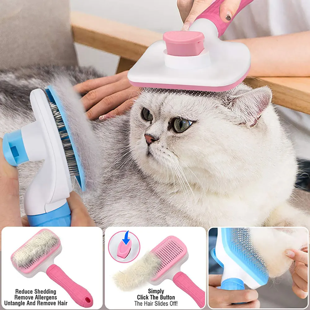 

Dog Self Cleaning Slicker Brush Cat Brush with Massage Particles Removes Loose Hair Dogs Grooming Comb Promote Circulation