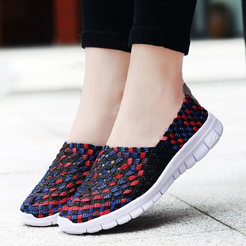 

Big Size Woven Running Shoes Women Summer Sneakers Woman Sports Breathable Women Shoes 2019 Light Weight Sport Slip-on Gym A-328