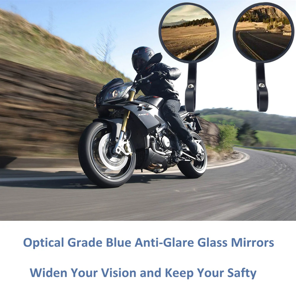 Мотоциклетное зеркало заднего вида черное 7/8 дюйма круглое CNC Cafe racer детали для