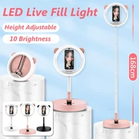 portable telescopic led dimmable ring light universal selfie ring folding beauty makeup fill light for video studio with stand