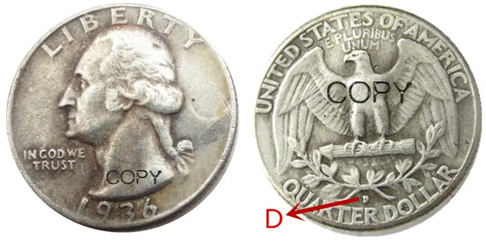 США 1936D фотокопия декоративная монета | Дом и сад