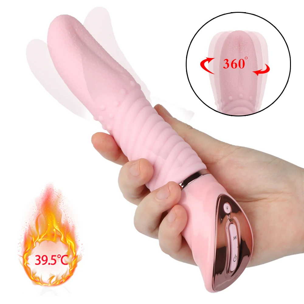 10 частоты нагревания язык лизание вибратор для женщин G-Spot Стимулятор клитора