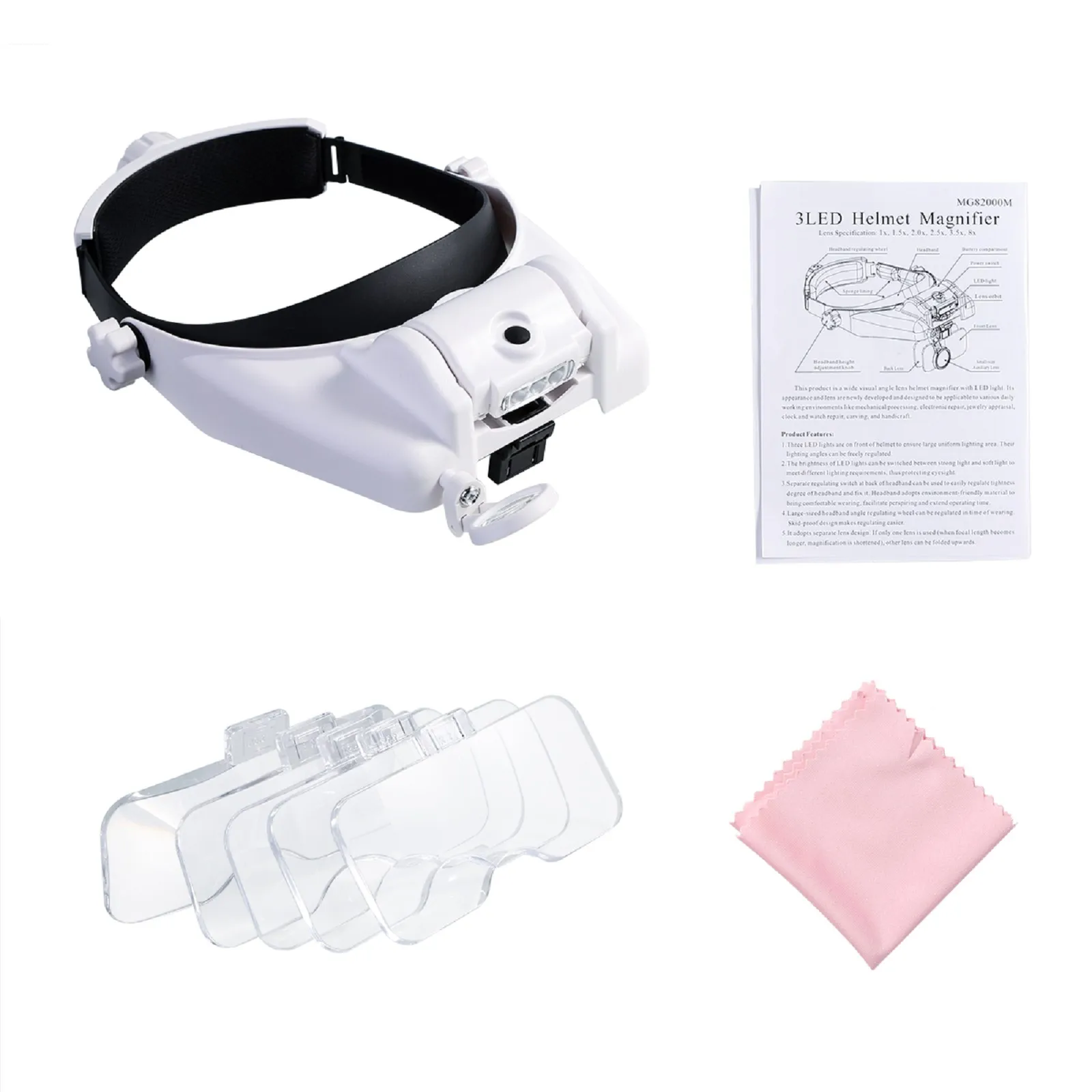 

Magnifying Glass with Light LED Illuminated Head Dental Surgical Loupe Headlamp Optical Instruments