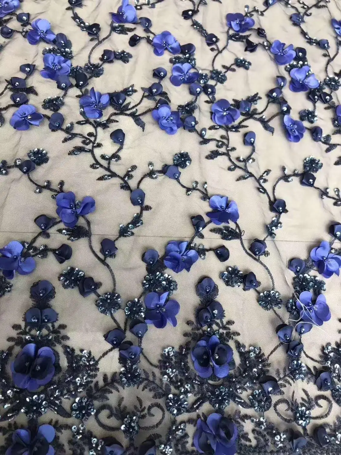 Высокое качество вышитое бисером стразы Высококачественная французская сетка