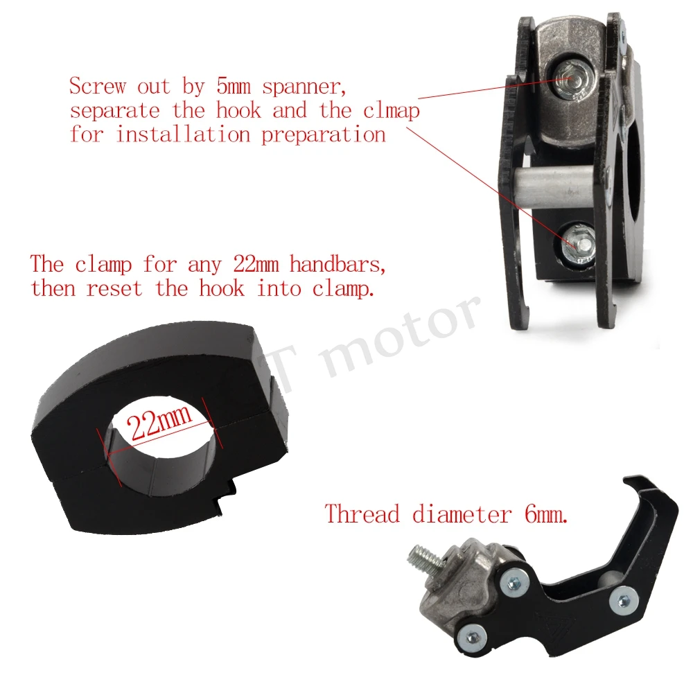 Универсальный 6 мм Винт 22 Зажим Руль мотоцикла крюк вешалка шлем сумка гаджет
