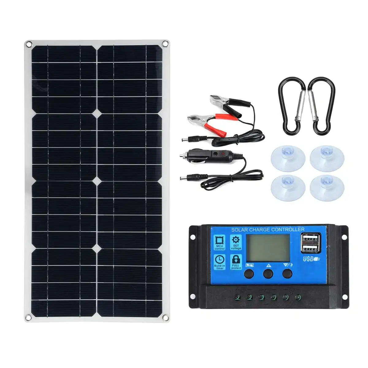 Pаспродажа 300W Панели солнечные комплект Dual USB в комплекте солнечной Зарядное устройство Батарея сотовый со светодиодной подсветкой из 30/60/100A контролле...