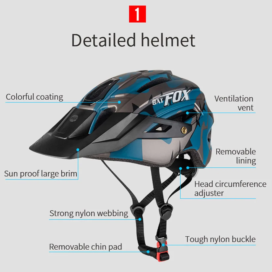 BATFOX Зеленый Велоспорт шлем с задней светильник велосипедный MTB велосипедные