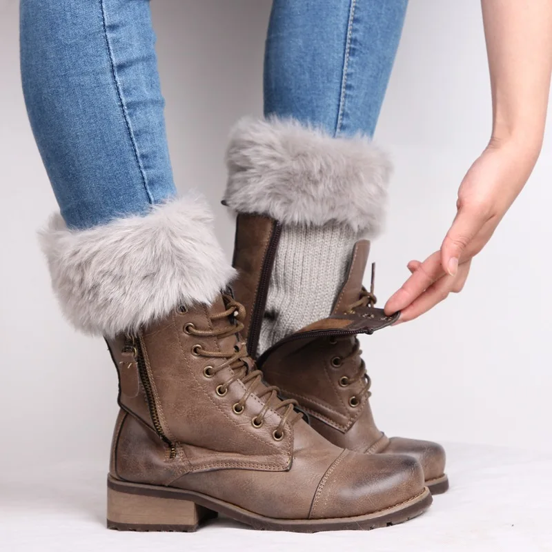 

Winter New Fake Hair Leg Cover Boots Socks Short Warm Wool Socks Foot Cover Shoe Cover S4087