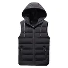 Жилет мужской зимний пуховой, повседневная безрукавка, куртка без рукавов, мужской жилет с капюшоном, мотоциклетная куртка без рукавов, съемная шапка