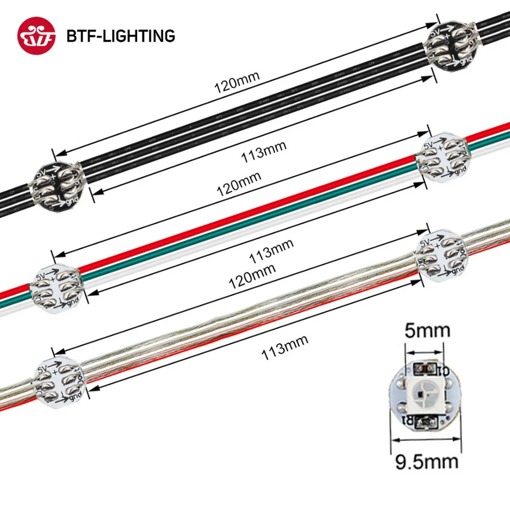 50 светодиодный s/string WS2812B пикселей RGB светодиодный модуль теплоотвода узлы адресуемые индивидуально с Bluetooth музыкальным контроллером DC5V