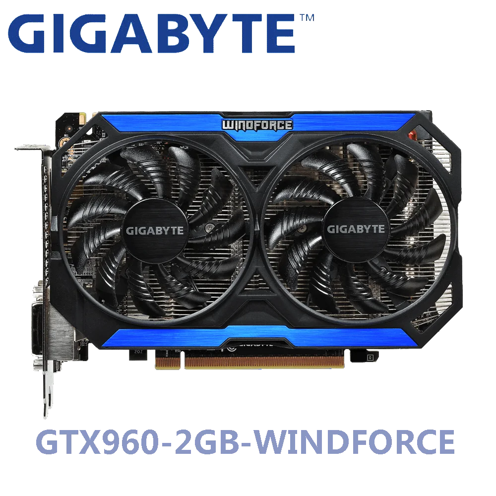 Б/у Видеокарта GIGABYTE NVIDIA GPU GTX 960 2G Winforce graphics PowerConn 6pin Dual HDMI DVI port поддержка LOL PUBG