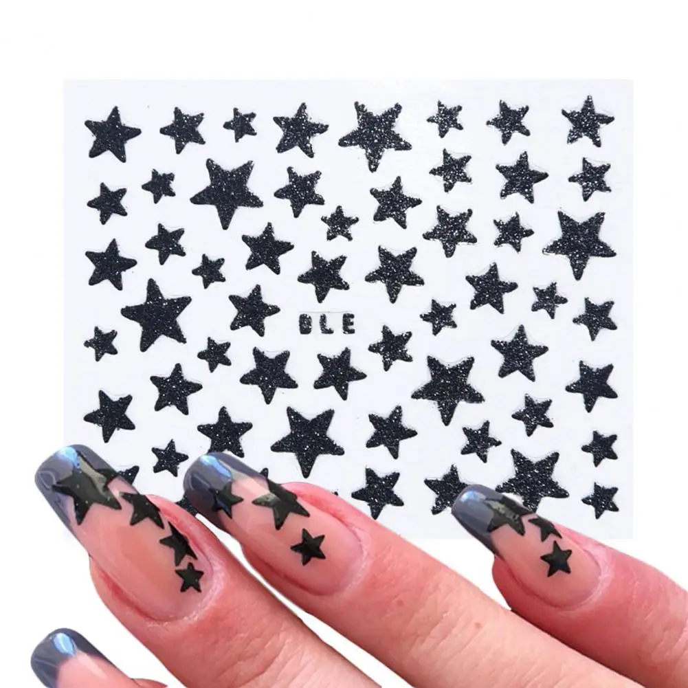 3D Nail Slider Stars Stickers Nail Art Sticker Slider Manicure Nail Art Watermark Glitter Shiny Fingernail Decoration for Women
