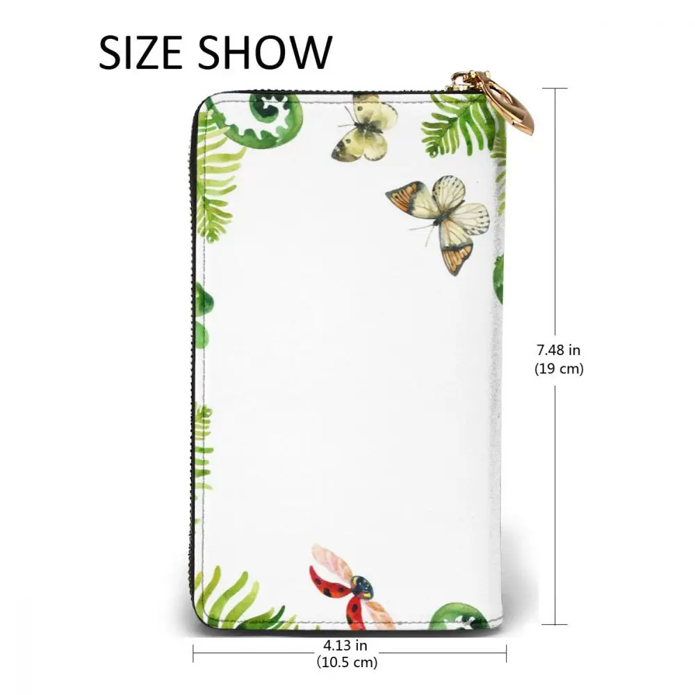 

Long Clutch Wallet Wild Tree And Green Leaves Large Capacity Leather Purse Zipper Pocket Card Holder for Woman Man