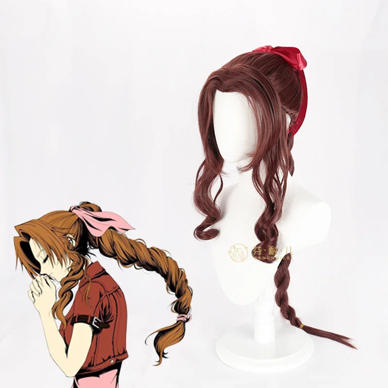 Парик для косплея гейнборд Фэнтези VII Aerith коричневый длинный искусственный парик