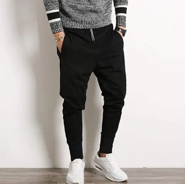 

New Men's Drawstring casual soloid color pants sport Trousers