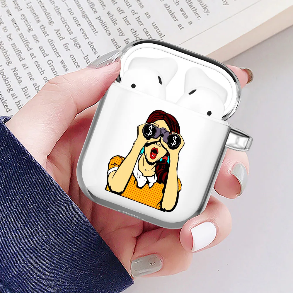 

MAKE MONEY Cash Black head Sweet Spoiled Girl Clear Airpod Case for Apple Airpods 1 2 Cover Wireless bluetooth Earphone Coque