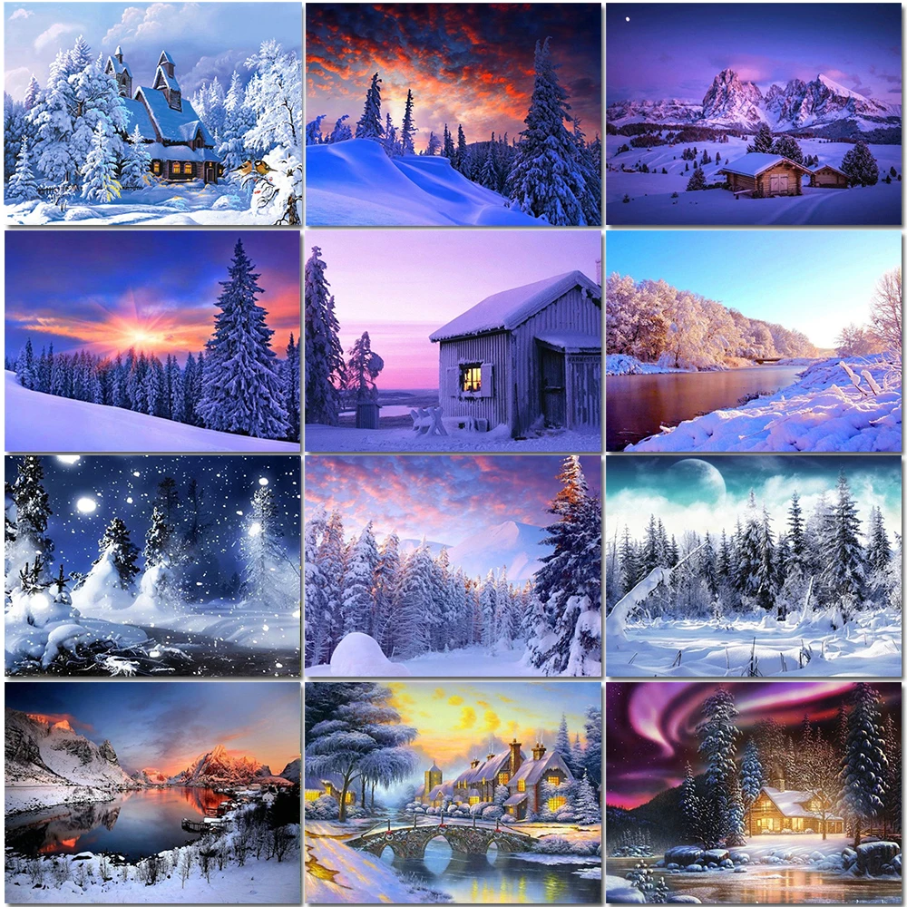

Diamond Painting Scenic Winter Snow Full Square Diamond Mosaic Stitch Rhinestone Picture Decoration For Home Dropshipping JM146