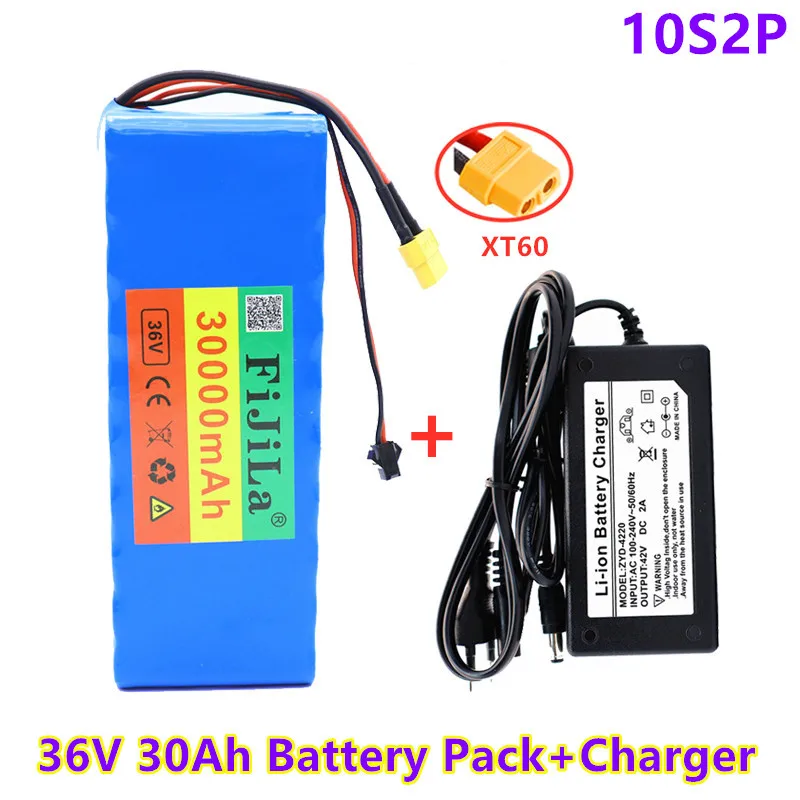 

100%New 36V 30Ah10S2P 18650 Rechargeable battery pack 30000mAh,modified Bicycles,electric vehicle 42V Protection PCB+42V Charger