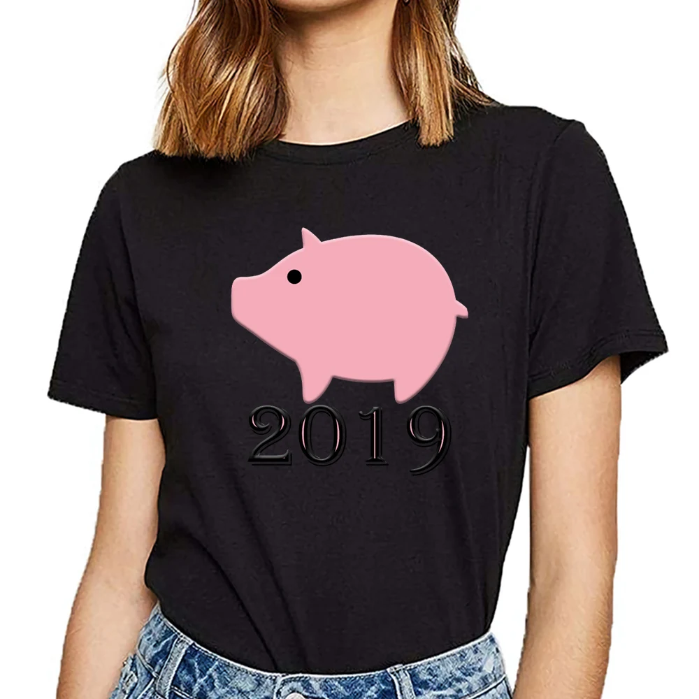 Топы футболки женские год свинки модные белые хлопковые | Женская одежда