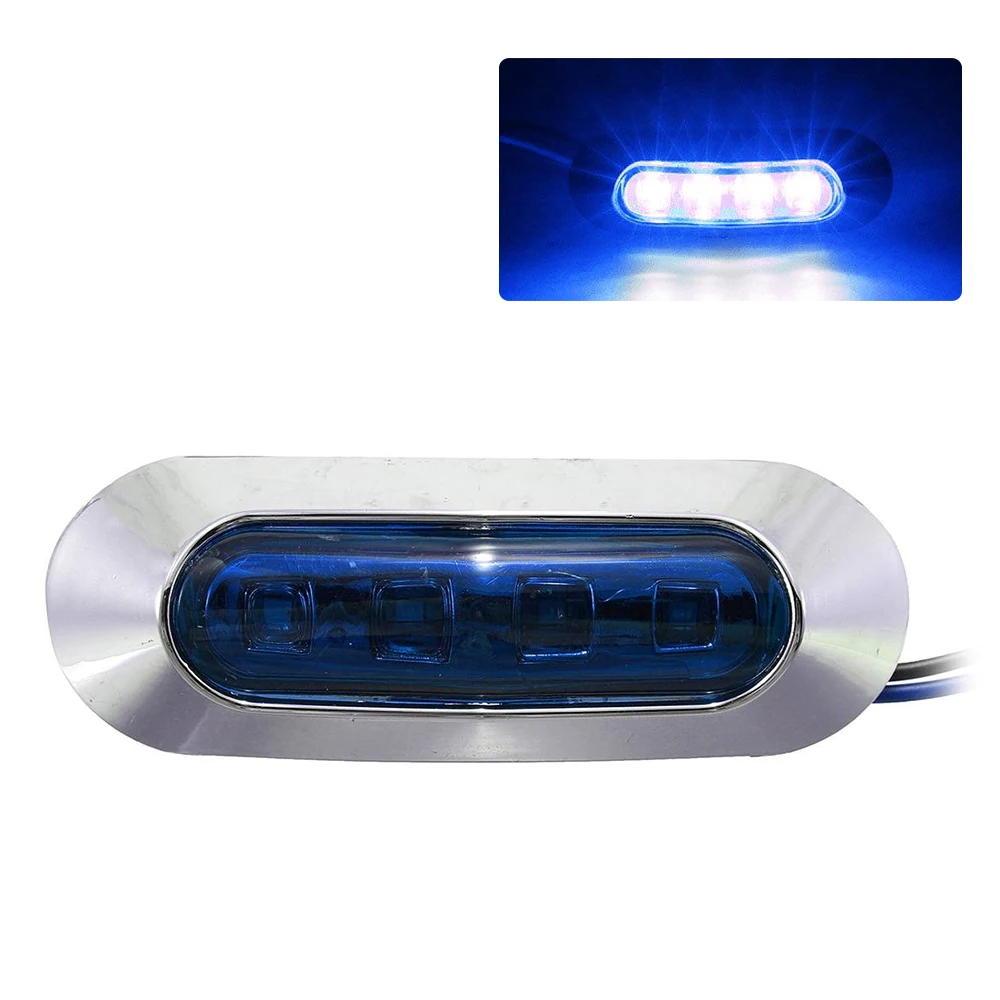 

20/10/2PCS 12V-24V 4 LED Side Marker Indicator Lights Chrome Bezel Marker Light Tail Lamp for Auto Car Bus Truck Lorry