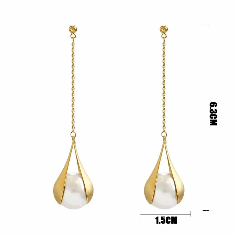 Женские длинные серьги-подвески с искусственным жемчугом Винтажные серьги