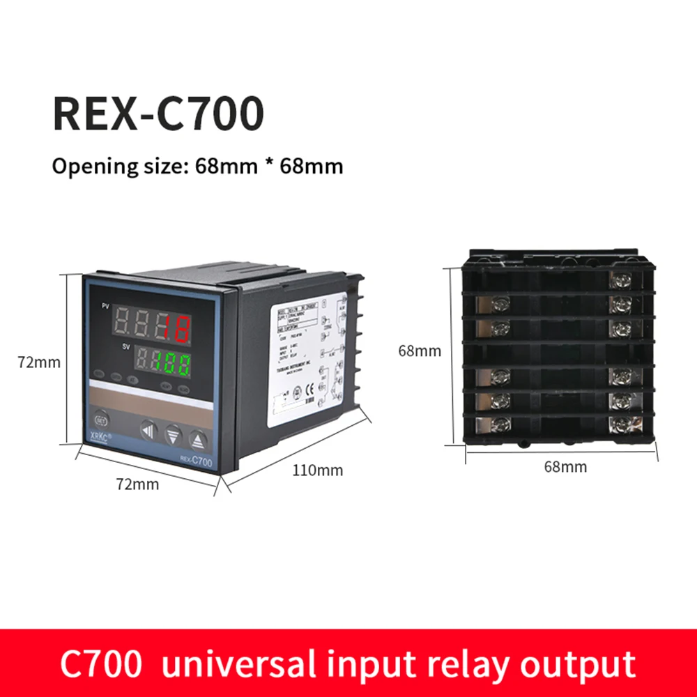 

REXC-700 Контроллер температуры Цифровой ПИД-регулятор температуры SSR Твердотельный 220 В Универсальный вход Релейный выход Выход SSR