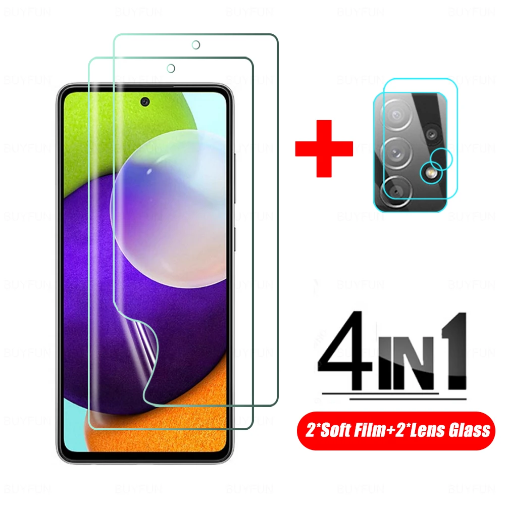 4 в 1 Защитная пленка для Samsung A52 мягкая Гидрогелевая стекло объектива камеры на