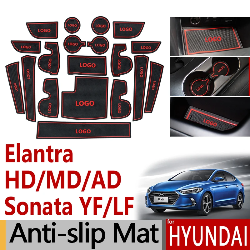 Противоскользящий резиновый коврик со слотом для ворот чашки Hyundai Elantra HD MD AD Sonata YF