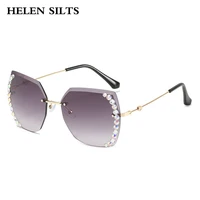 diamond rimless sunglasses women 2021 new vintage rhinestone sun glasses female metal shades eyeglasses uv400 oculos h227