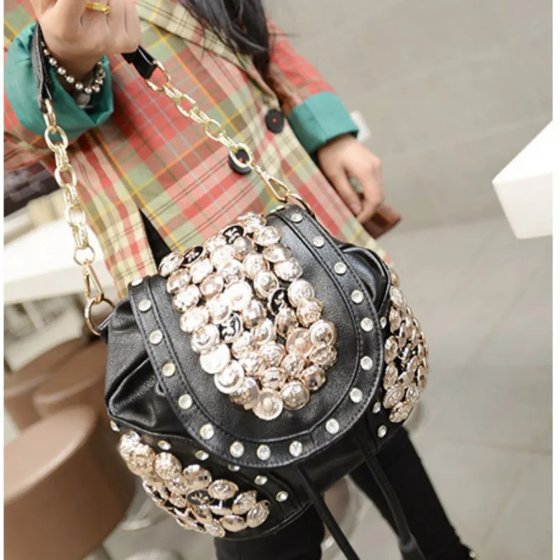 

2020 Fashion PU Leather Women Handbag buttoned Rivet Bag Women Shoulder Bag CrossBodybags