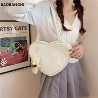 female handbag cute heart shaped underarm bag new design women shoulder messenger crossbody bags with pendant