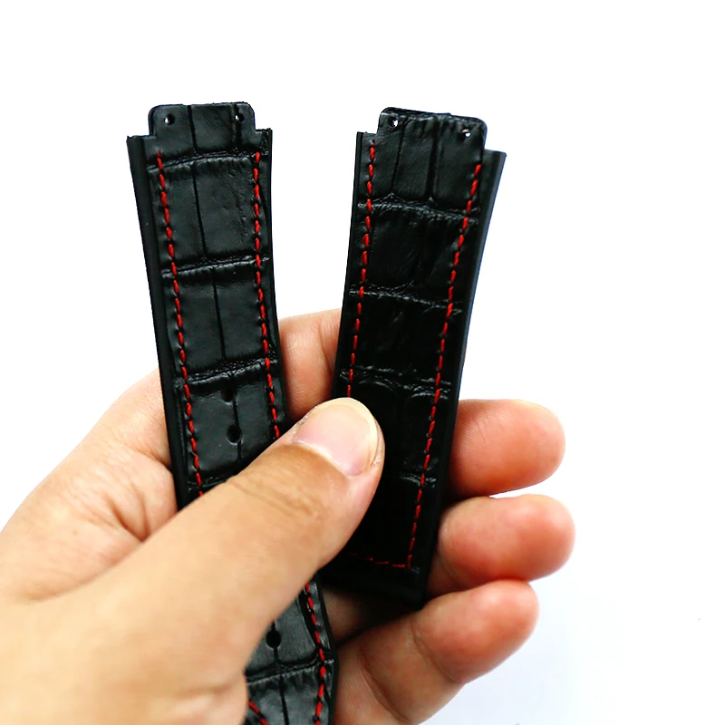 Watch accessories men's 19mm x 25mm leather strap for Hublot series fashion business 22mm buckle ladies rubber sports strap