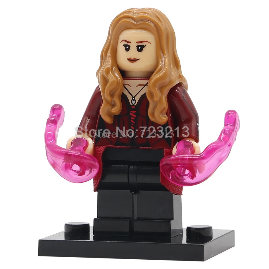 Scarlet Witch Одиночные супер герои Мстители танос Коллекционная Фигурка Starhawk Ayo Vision Okoye Kraglin строительные блоки наборы модели кирпичные игрушки - Цвет: Scarlet Witch