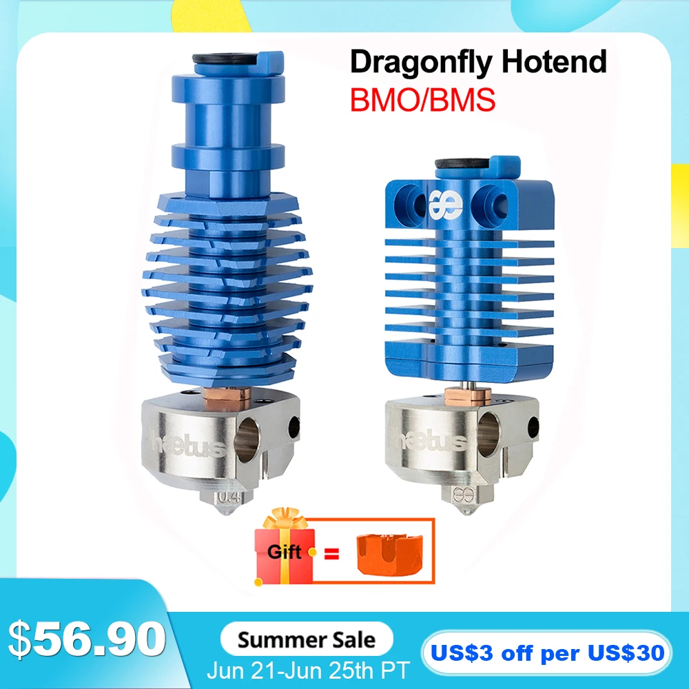 

New BMO BMS Dragonfly Hotend Bimetal Heat Break Plated Copper V6 Nozzle Titan BMG Extruder 3D Printer Parts For Ender3 CR10