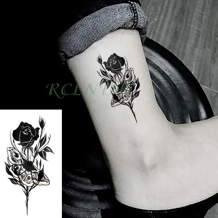 

Водостойкая Временная тату-наклейка, роза, Бабочка, искусственная тату, флэш-тату, татуаж, запястье, нога, руки для девочек, женщин, мужчин