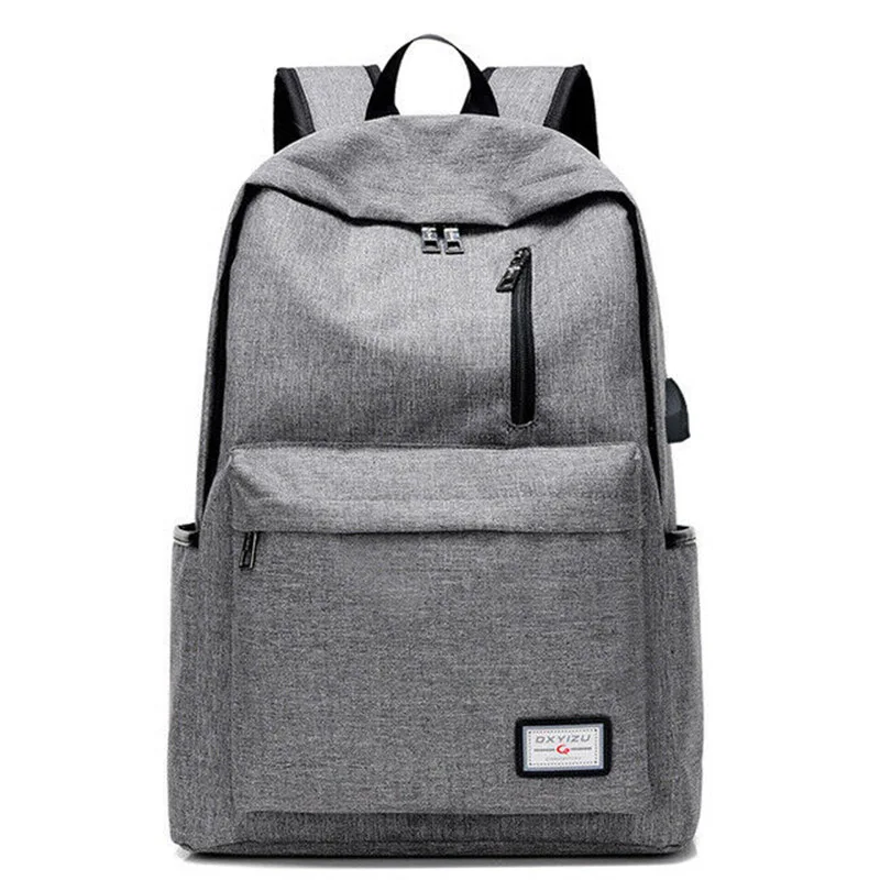 

Men's Polyester Solid Big School Book Backpack Teenager Bag USB Charge Interface Canvas Backpack Men