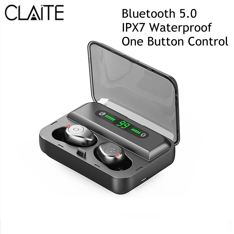 CLAITE Беспроводная Bluetooth гарнитура 5.0 Наушники F9 TWS Smart Control Button IPX7 Водонепроницаемые
