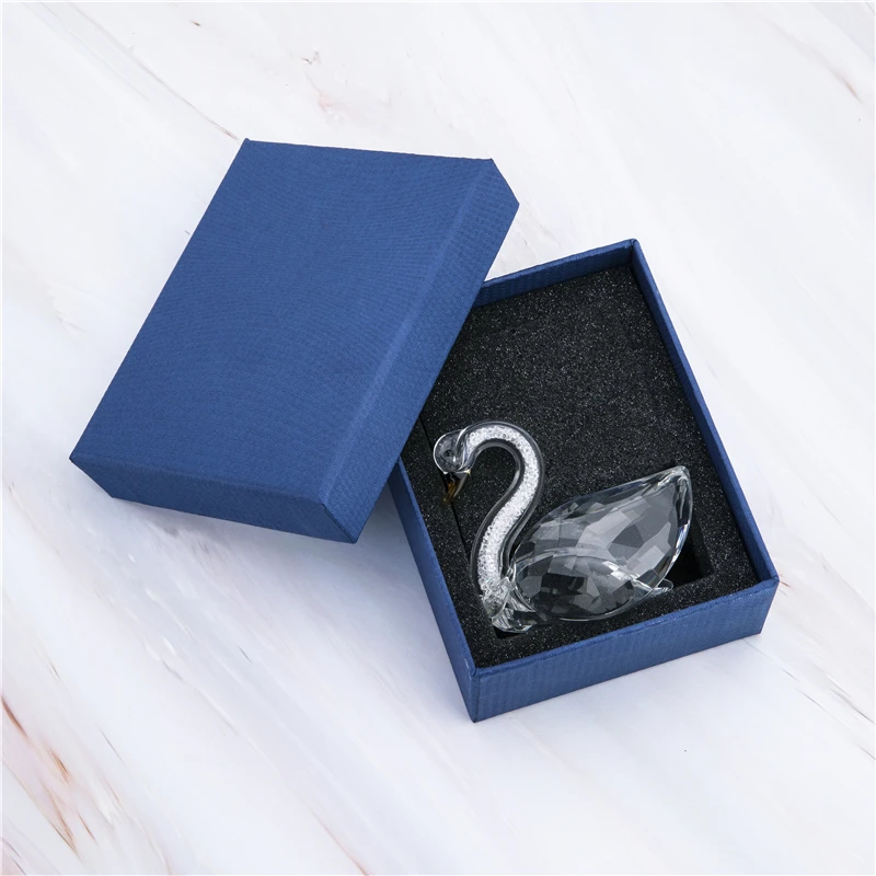 

H&D Set of 2,Crystal Swan Wedding Paperweight Figurine Glass Figure Paperweight Ornament Feng Shui Decor Collection (Clear+AB)
