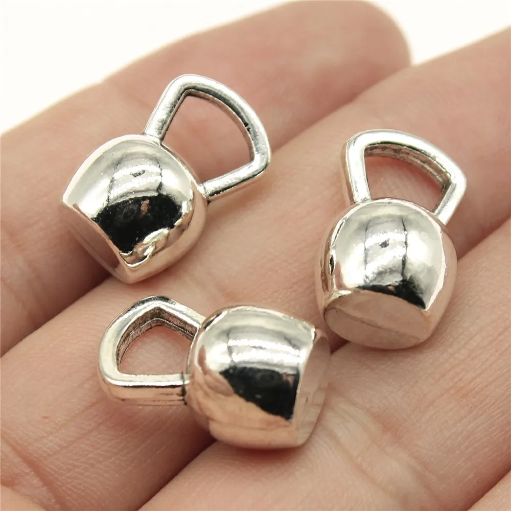 

WYSIWYG 2pcs Charms Kettle Bell 18x11x11mm Antique Silver Color Pendant Kettle Bell Charms For Jewelry Making Jewelry Findings