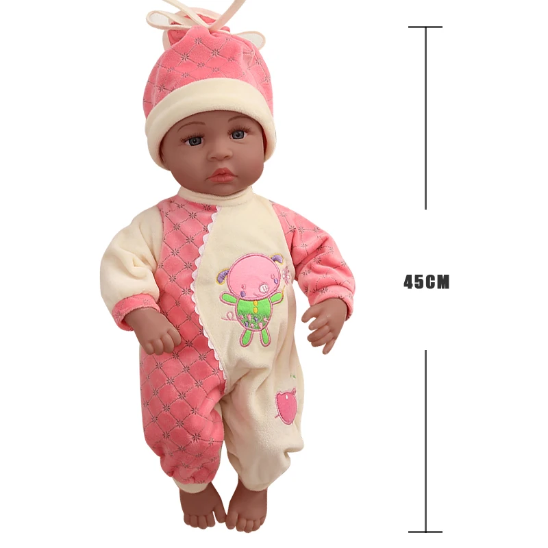 Кукла реборн 45 см с черным плачом Интерактивная детская кукла в африканском