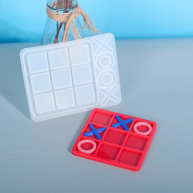 

Crystal Epoxy Resin Mold DIY Crafts Making Tool Funny Game Tic-Tac-Toe Cabochons OX Board Casting Silicone Mould M0XF