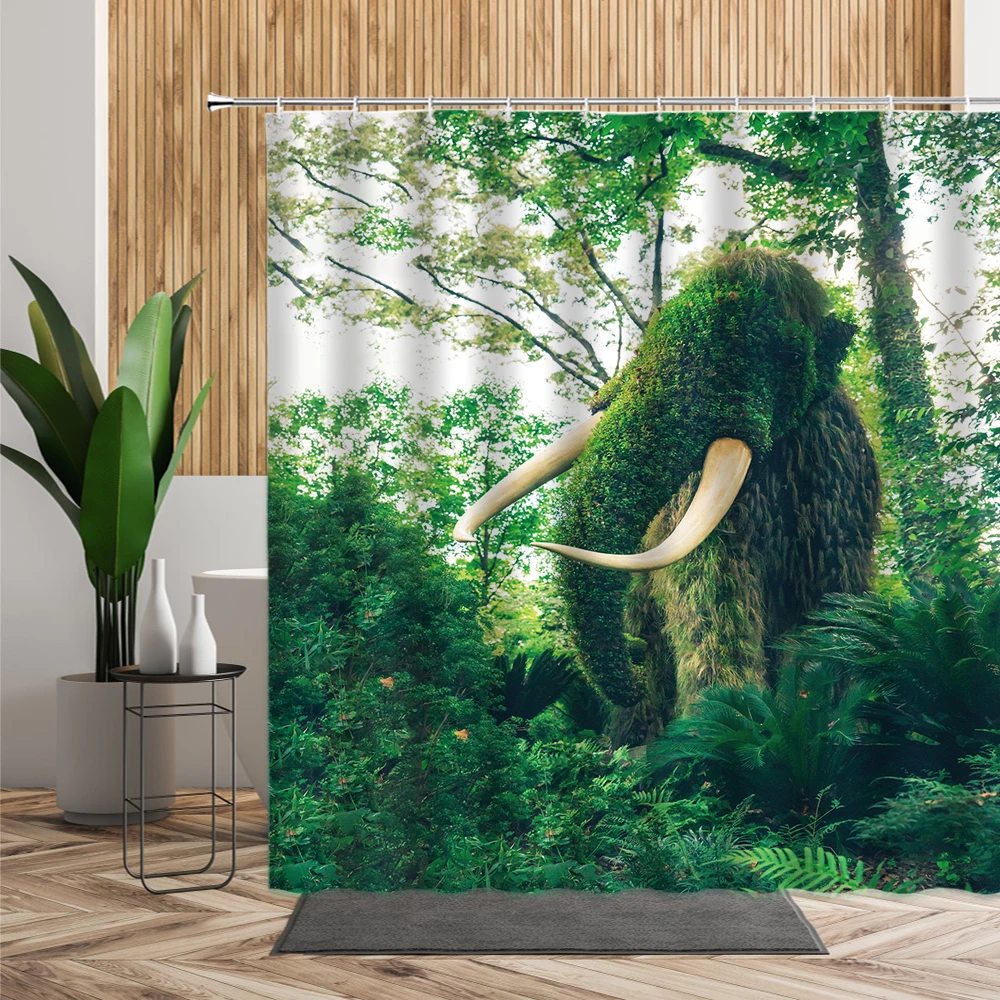 Занавеска для душа с Африканским слоном креативное украшение ванной комнаты